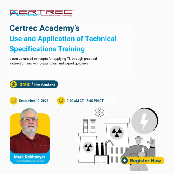 Use and Application of Technical Specifications - September 10, 2026